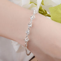 Snow test-----Luxury Fashion 925 Sterling Sliver Chain Link Bracelet for Women Shining Cubic Zircon Crystal Birthday&Party Jewelry
