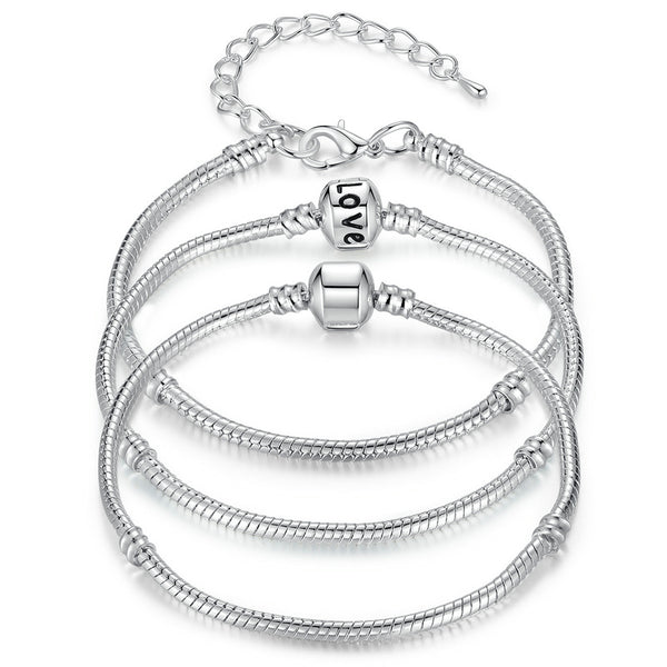 나나나나BAMOER 5 Style Silver Color LOVE Snake Chain Bracel