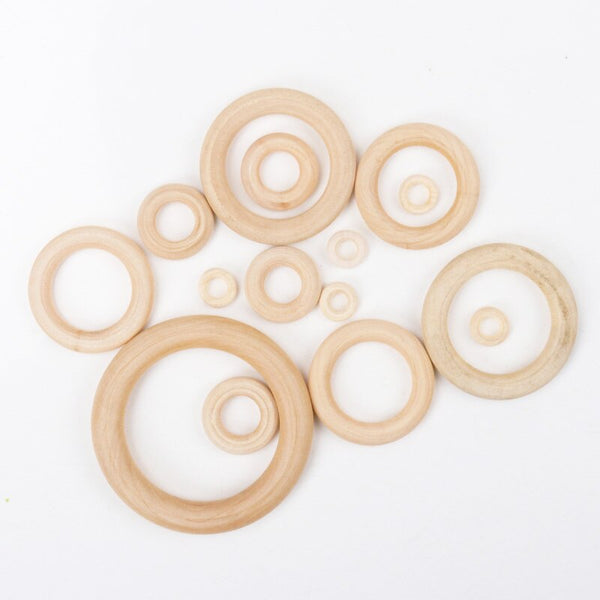 11 size Fine quality Natural Wood teething beads Wooden Ring Children Kids DIY wooden Crafts Jewelry Making