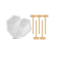 1 pc Heart Shape Silicone Cake Mold with Mini Wooden Hammers Chocolate Mousse Dessert Baking  Silicone Fondant Mold DIY
