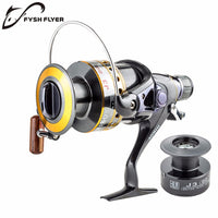 Fishing Reel Carp Spinning Reel J3FR Carbon Front and Rear Drags 18KG Drag 9+1 BB Metal Spool Double / Wooden Handles