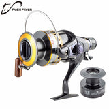 Fishing Reel Carp Spinning Reel J3FR Carbon Front and Rear Drags 18KG Drag 9+1 BB Metal Spool Double / Wooden Handles