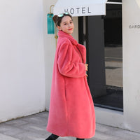 UPPIN Winter Women High Quality Faux Rabbit Fur Coat Long Section Woman Fur Coat Loose Lapel OverCoat Futro Thick Warm Plus Size Female Plush Coats