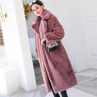 UPPIN Winter Women High Quality Faux Rabbit Fur Coat Long Section Woman Fur Coat Loose Lapel OverCoat Futro Thick Warm Plus Size Female Plush Coats