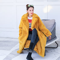 UPPIN Winter Women High Quality Faux Rabbit Fur Coat Long Section Woman Fur Coat Loose Lapel OverCoat Futro Thick Warm Plus Size Female Plush Coats