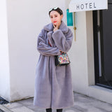UPPIN Winter Women High Quality Faux Rabbit Fur Coat Long Section Woman Fur Coat Loose Lapel OverCoat Futro Thick Warm Plus Size Female Plush Coats