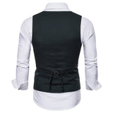 Riinr 2019 Spring Autumn Man's Vest Vintage Waistcoat Men Suit Vest U shaped Collar Houndstooth Men's Casual Vest Male Clothing