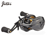 JITAI Baitcasting Reel Dual Brake System 10Kg Carbon Fiber Drag 7.0:1 High Speed Lightweight 204g Fishing Reel Fishing Wheels
