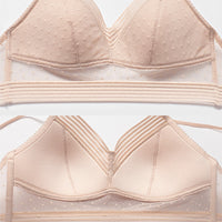 Backless Strapless Bra Push Up Plus Size Women Bralette Wire Free Sexy Lace Thin Dots Mesh Lingerie Brassiere Low Back Underwear