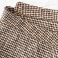 2019 Elegant Vintage Lattice Woolen Skirts Womens Sexy High Waist Lolita Bodycon Skirt Petticoat Plaid Skirt Faldas Mujer Khaki