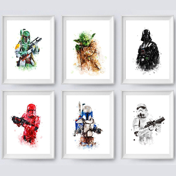 Star Wars Watercolor Canvas Painting Darth Vader Movie Poster Wall Art Picture for Living Kids Room Home Decor Cuadros