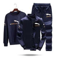2019 New Men Sets Fashion Autumn Spring Sporting Suit Sweatshirt +Sweatpants Mens Clothing 3 Pieces Sets Slim Tracksuit