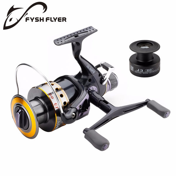 Fishing Reel Carp Spinning Reel J3FR Carbon Front and Rear Drags 18KG Drag 9+1 BB Metal Spool Double / Wooden Handles