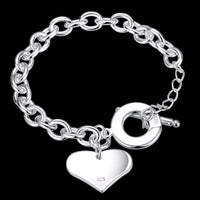 Lekani Fashion Smooth Love Heart Charm Bracelet For Women 925 Sterling Silver Bracelets Female Hand Chain Wristband Pulseira