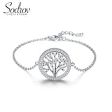 Sodrov 2019 Couples Round Fortune Tree Sterling Silver Bracelet DIY Life Tree 925 Sterling Silver Women's Bracelet