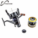 Fishing Reel Carp Spinning Reel J3FR Carbon Front and Rear Drags 18KG Drag 9+1 BB Metal Spool Double / Wooden Handles