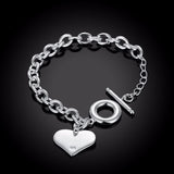 Lekani Fashion Smooth Love Heart Charm Bracelet For Women 925 Sterling Silver Bracelets Female Hand Chain Wristband Pulseira