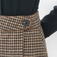 2019 Elegant Vintage Lattice Woolen Skirts Womens Sexy High Waist Lolita Bodycon Skirt Petticoat Plaid Skirt Faldas Mujer Khaki