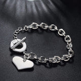 Lekani Fashion Smooth Love Heart Charm Bracelet For Women 925 Sterling Silver Bracelets Female Hand Chain Wristband Pulseira