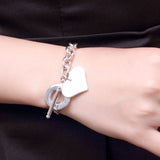 Lekani Fashion Smooth Love Heart Charm Bracelet For Women 925 Sterling Silver Bracelets Female Hand Chain Wristband Pulseira