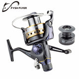 Fishing Reel Carp Spinning Reel J3FR Carbon Front and Rear Drags 18KG Drag 9+1 BB Metal Spool Double / Wooden Handles