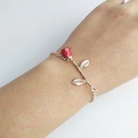 Gift for Girlfriend Boyfriend Souvenirs Bracelet Red Rose for Valentines Day Gift Wedding Bridesmaid Gift Present Favor Party