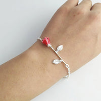 Gift for Girlfriend Boyfriend Souvenirs Bracelet Red Rose for Valentines Day Gift Wedding Bridesmaid Gift Present Favor Party