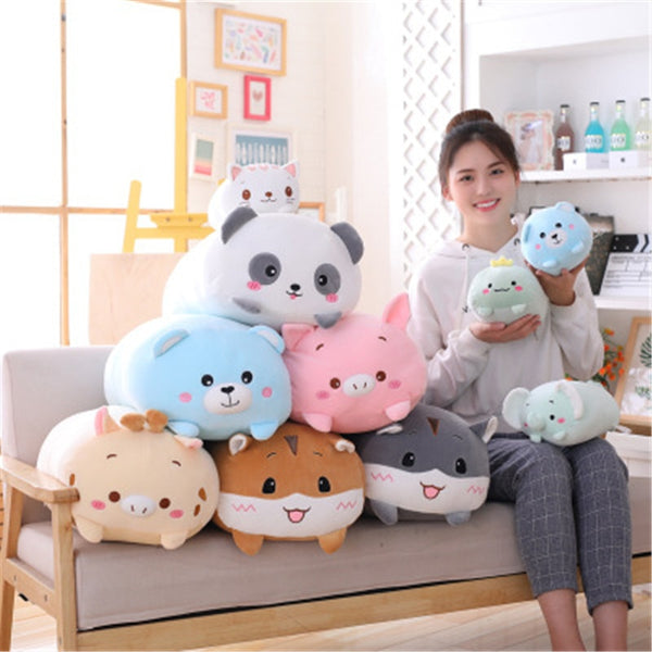 20/60CM Kawaii Elephant Dinosaur Pig Cat Bear Panda Hamster Deer Soft Plush Stuffed Doll Baby Pillow Birthday Gift Toys