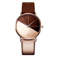 Shengke Original Waterproof Relogio Feminino Leather Women's Watches Japanese Quartz Montre Feminino Creative Design Dial  Clock