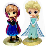 SnowSnowSnow Queen Elsa Anna Q Posket Model PVC Action Figures Princess Cartoon Anime Dolls Figurines Kids Toys cake topper Party Decor