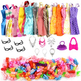Snowsnowtest32 Item/Set Doll Accessories=10 Pcs Doll Clothes Dress+4 Glasses+6 Plastic Necklace+2 Handbag+10 Pairs Shoes for Barbie doll