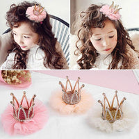 Children Kidds Girl Princess Rhinestone Crystal Lace Crown Hairpin Clip New Style Gift Decoration Accessory