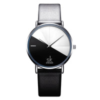 Shengke Original Waterproof Relogio Feminino Leather Women's Watches Japanese Quartz Montre Feminino Creative Design Dial  Clock