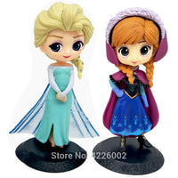 SnowSnowSnow Queen Elsa Anna Q Posket Model PVC Action Figures Princess Cartoon Anime Dolls Figurines Kids Toys cake topper Party Decor