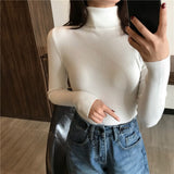 2021 Autumn Winter Thick Sweater Women Knitted Ribbed Pullover Sweater Long Sleeve Turtleneck Slim Jumper Soft Warm Pull Femme