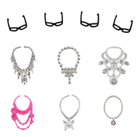 Snowsnowtest32 Item/Set Doll Accessories=10 Pcs Doll Clothes Dress+4 Glasses+6 Plastic Necklace+2 Handbag+10 Pairs Shoes for Barbie doll