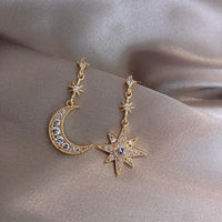 2019 New Arrival Crystal Trendy Star Women Dangle Earrings Star-moon Asymmetric Earrings Drop Earrings Jewelry Earrings