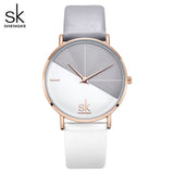 Shengke Original Waterproof Relogio Feminino Leather Women's Watches Japanese Quartz Montre Feminino Creative Design Dial  Clock
