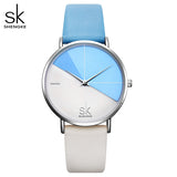 Shengke Original Waterproof Relogio Feminino Leather Women's Watches Japanese Quartz Montre Feminino Creative Design Dial  Clock