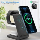 3 in 1 Wireless Charger 10W Fast Charging for iPhone 11 pro/XR/Xs Max Samsung for Apple Watch 5 4 3 Airpods pro with EU Charger