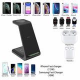 3 in 1 Wireless Charger 10W Fast Charging for iPhone 11 pro/XR/Xs Max Samsung for Apple Watch 5 4 3 Airpods pro with EU Charger