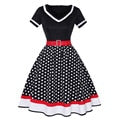 2022 Vintage 50s 60s Women&#39;s Vintage Party Dress With Belt Polka Dot Print Short Sleeve Hepburn Robe Pin Up Rockabilly Dresses