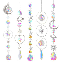 Moon And Sun Suncatcher Crystal Rainbow Catcher Garden Decoration Stained Glass Rainbow Maker Silver Prism Window Pendant 2022