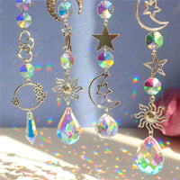 Moon And Sun Suncatcher Crystal Rainbow Catcher Garden Decoration Stained Glass Rainbow Maker Silver Prism Window Pendant 2022