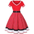 2022 Vintage 50s 60s Women&#39;s Vintage Party Dress With Belt Polka Dot Print Short Sleeve Hepburn Robe Pin Up Rockabilly Dresses