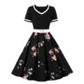 2022 Vintage 50s 60s Women&#39;s Vintage Party Dress With Belt Polka Dot Print Short Sleeve Hepburn Robe Pin Up Rockabilly Dresses