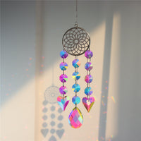 Moon And Sun Suncatcher Crystal Rainbow Catcher Garden Decoration Stained Glass Rainbow Maker Silver Prism Window Pendant 2022