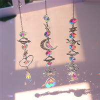 Moon And Sun Suncatcher Crystal Rainbow Catcher Garden Decoration Stained Glass Rainbow Maker Silver Prism Window Pendant 2022
