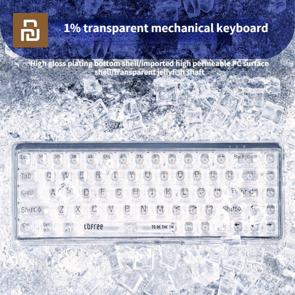 Lofree 1% Transparent Wireless Bluetooth Hotswap Mechanical Keyboard Desktop 68 Keys Keyboard for Pc Laptop Gaming Accessories
