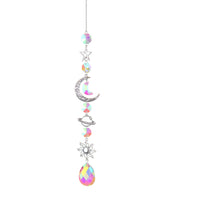 Moon And Sun Suncatcher Crystal Rainbow Catcher Garden Decoration Stained Glass Rainbow Maker Silver Prism Window Pendant 2022